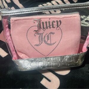 Juicy Couture Pink and Silver Cosmetic Bag Set